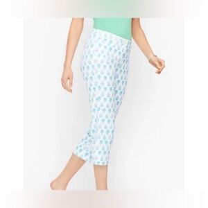 Talbots Light Blue and White Patterned Capris